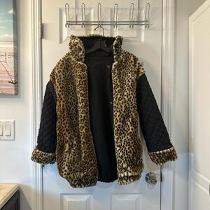 Vintage Leopard Print Reversible Hooded Jacket/Coat